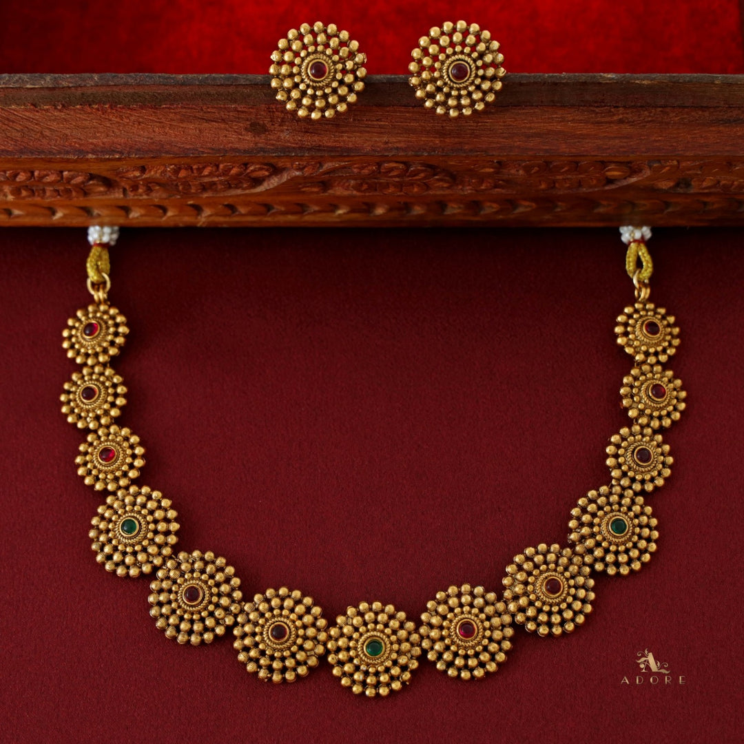 Tanvika Chakra Short Neckpiece with Earring