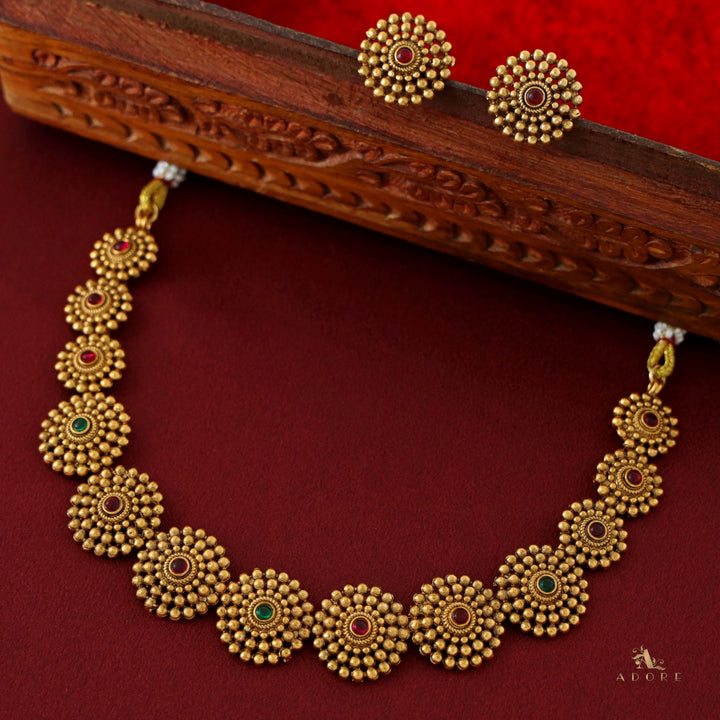 Tanvika Chakra Short Neckpiece with Earring