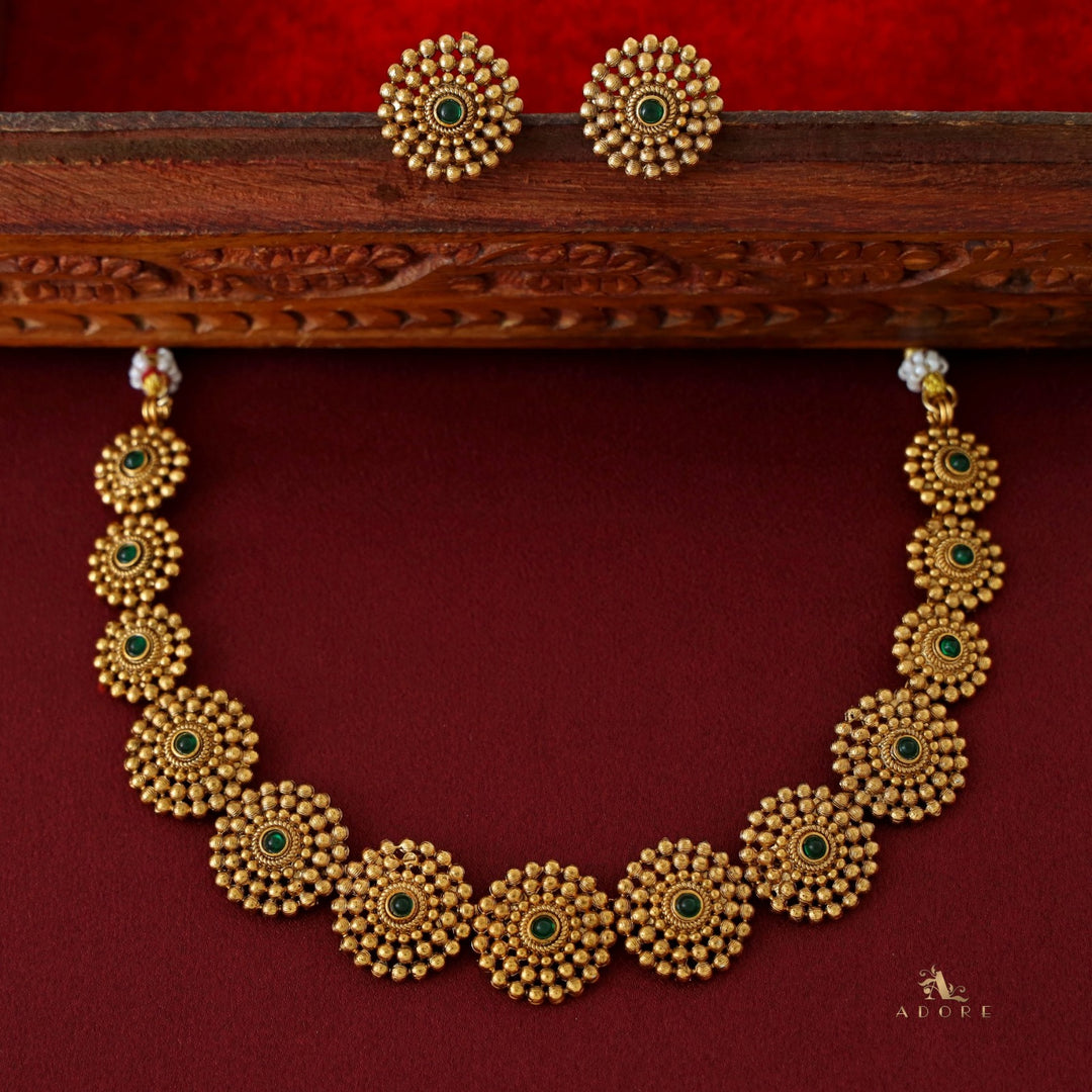 Tanvika Chakra Short Neckpiece with Earring