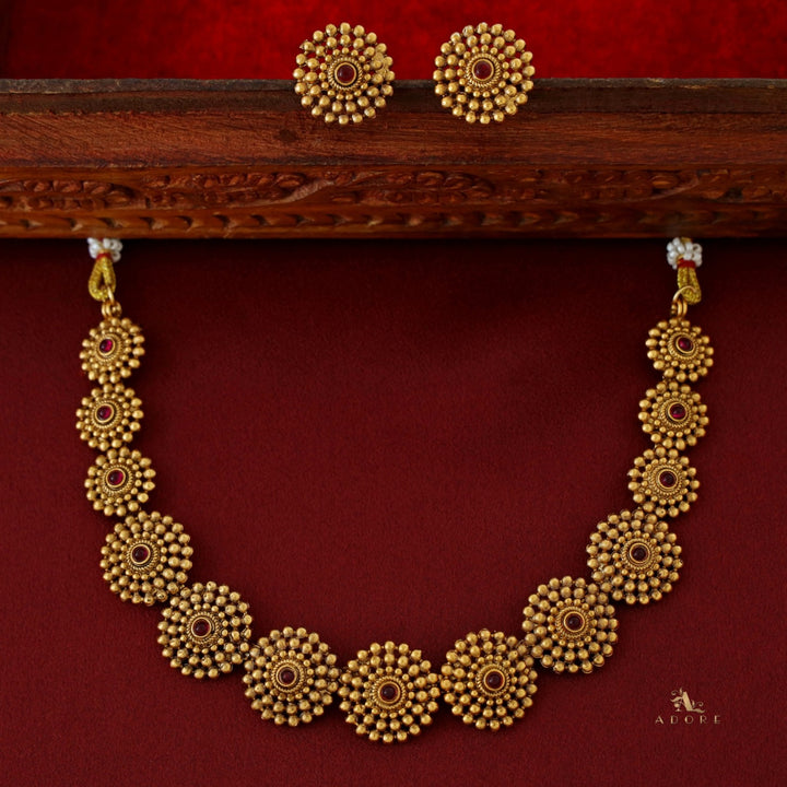 Tanvika Chakra Short Neckpiece with Earring