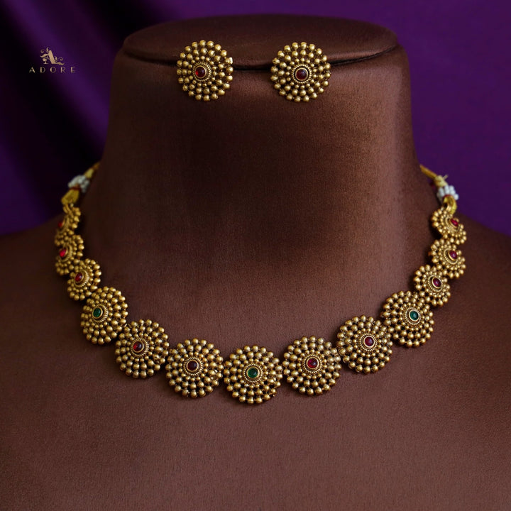 Tanvika Chakra Short Neckpiece with Earring