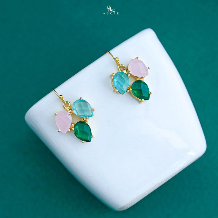 Glossy Tri Leaf Claw Drop Earring
