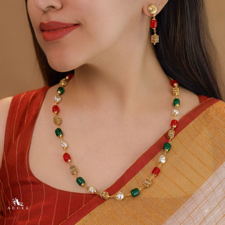 Riley Beaded  Baroque Neckpiece with Earring