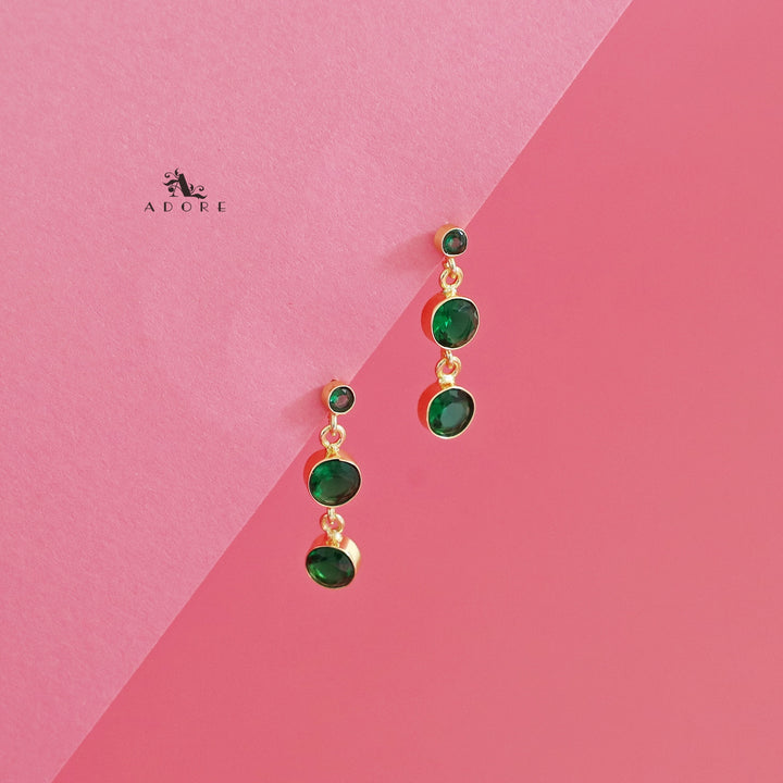 Anasuya Golden Tri Glossy Stone Earring
