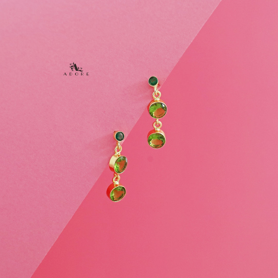 Anasuya Golden Tri Glossy Stone Earring