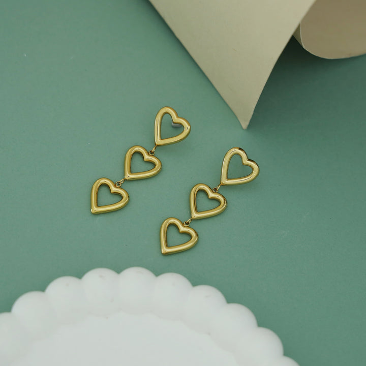 Ziyu Golden Tri Heart Earring