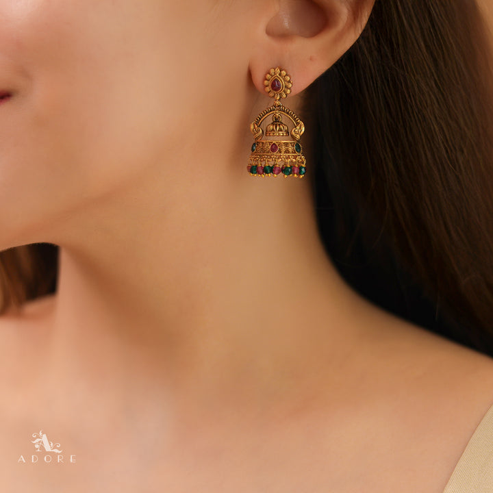 Mounika Floral Beaded Jhumka