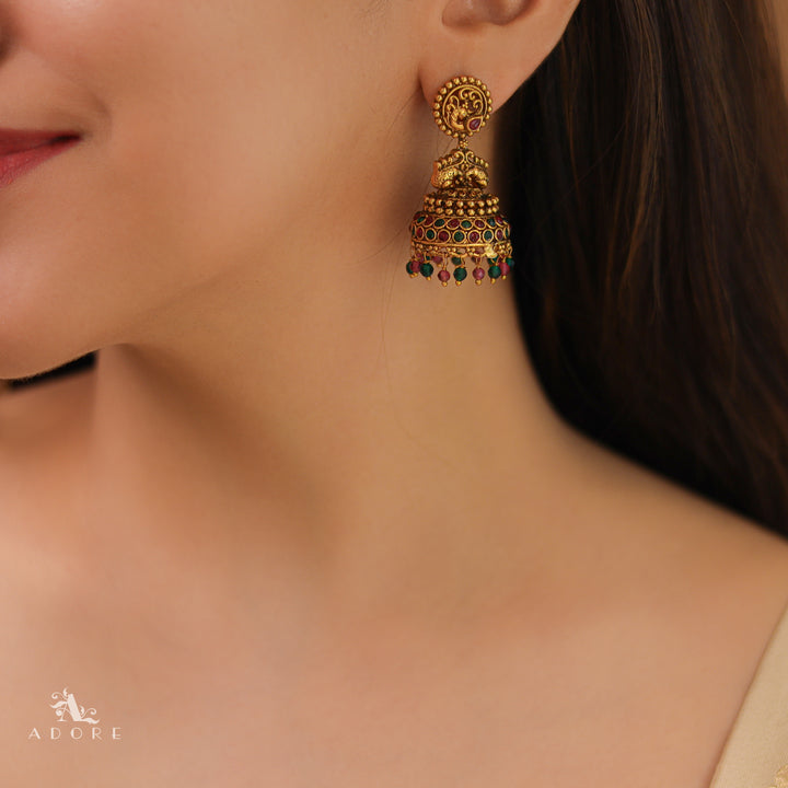 Rithika Mayura Beaded Jhmka