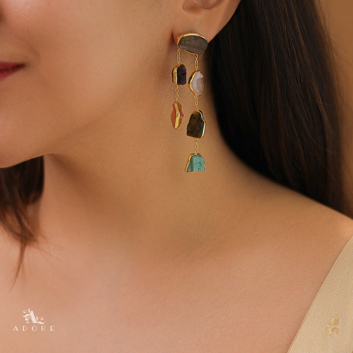 Mawar Tassel Raw Stone Earring