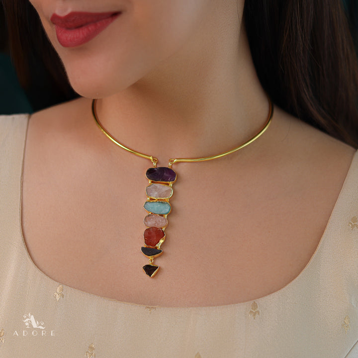 Saisha Multicolour Raw Stone Neck Cuff