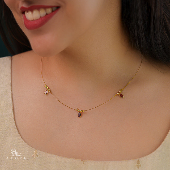 Esha Oval Glossy Stone String Neckpiece