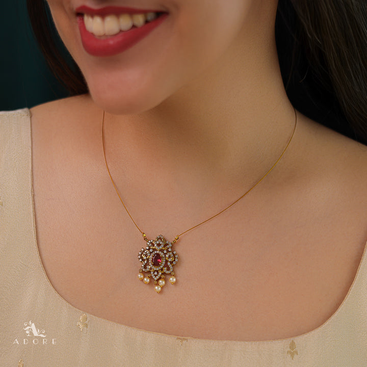 Manya AD Stone Pearl String Neckpiece