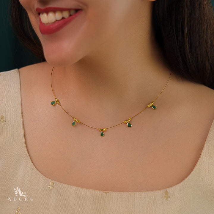 Naima Glossy Stone Drop String Neckpiece