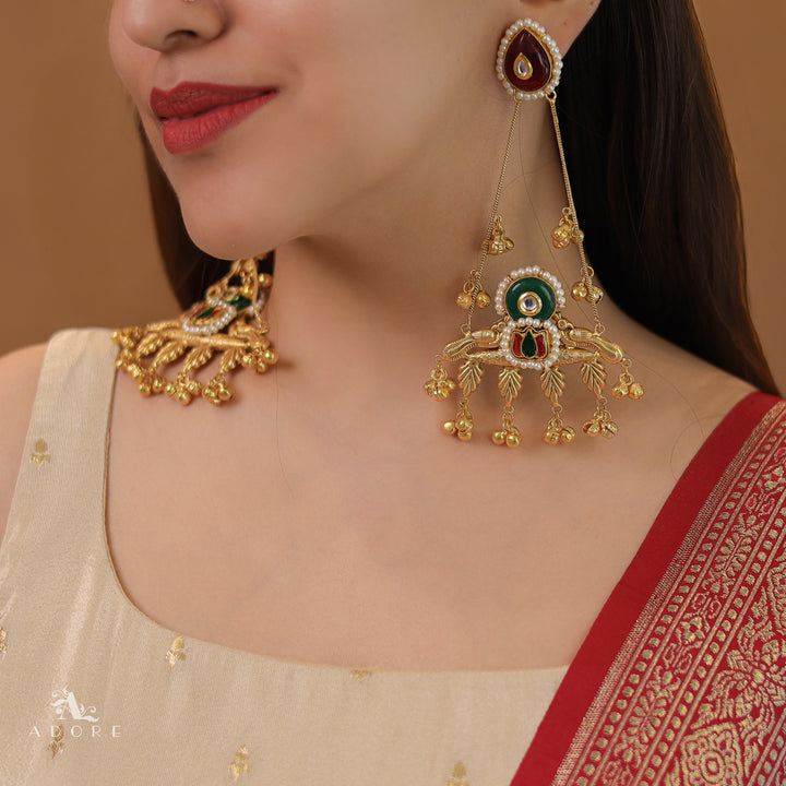Lotus Ghungroo Kashmiri Hanging Earring