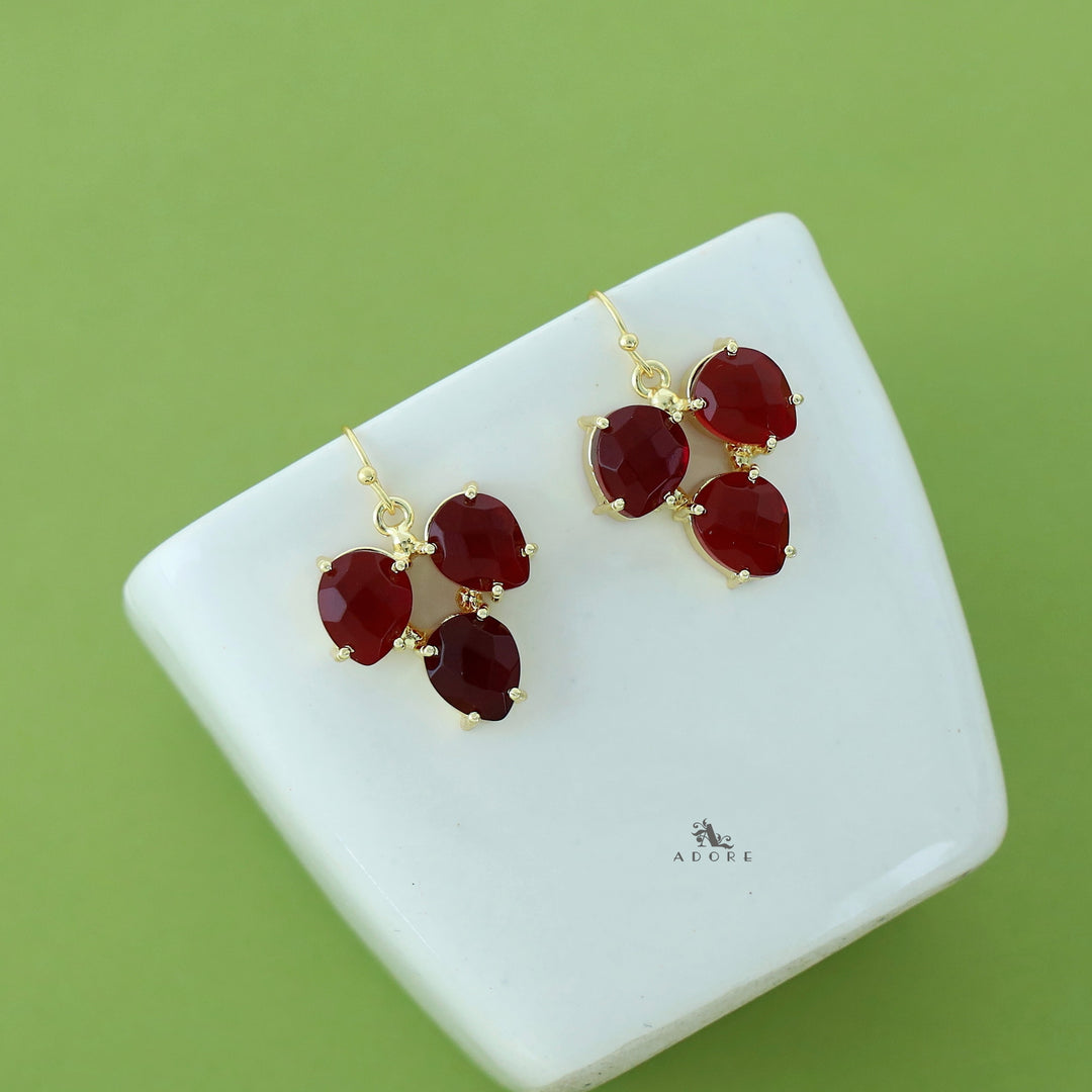 Glossy Tri Leaf Claw Drop Earring