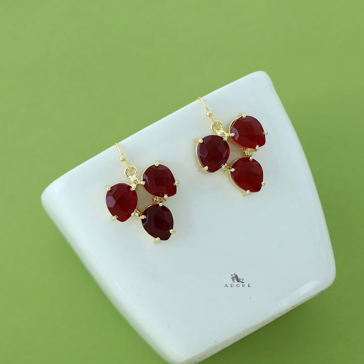 Glossy Tri Leaf Claw Drop Earring