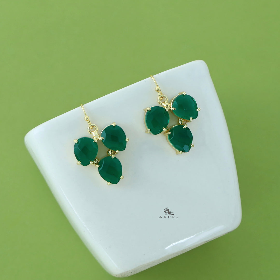 Glossy Tri Leaf Claw Drop Earring