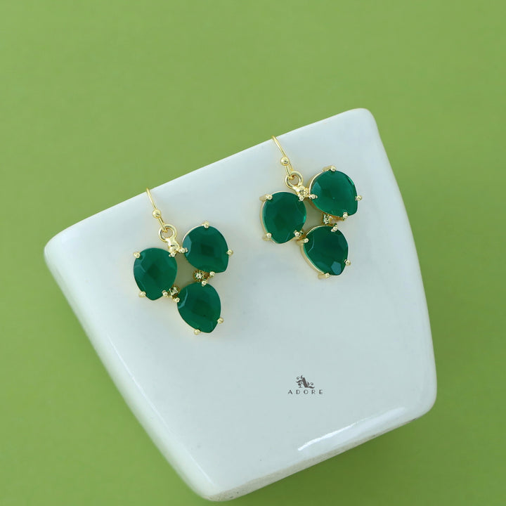 Glossy Tri Leaf Claw Drop Earring