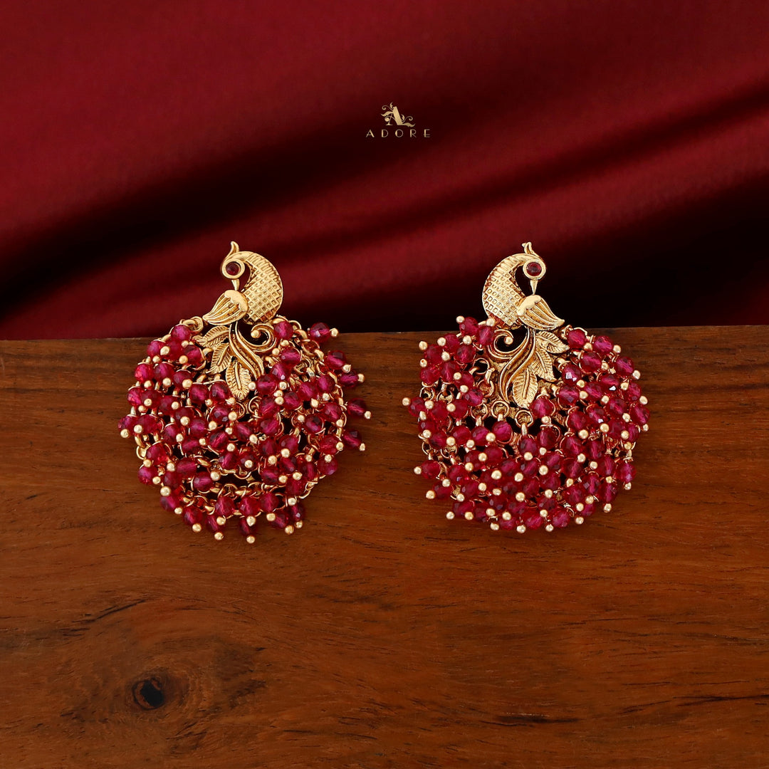 Golden Peacock Pearl Cluster Earring