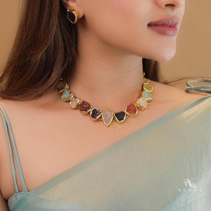 Imaya Raw Stone Neckpiece With Stud