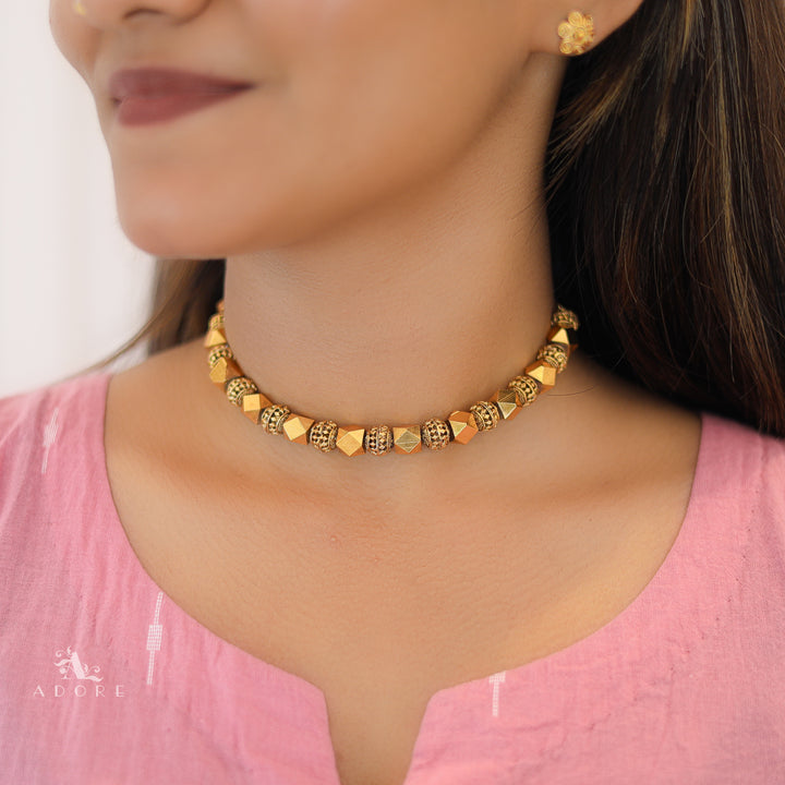 Suparna Golden Cubes Choker With Stud