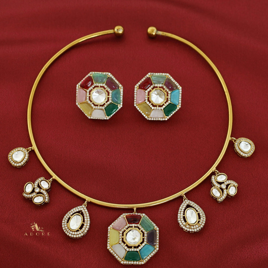 Azari Polki Kundan Neck Cuff With Stud