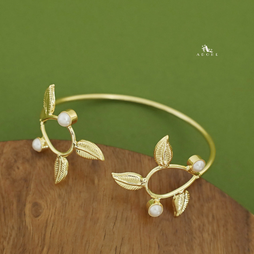 Darla Golden Leaf Pearl Bangle