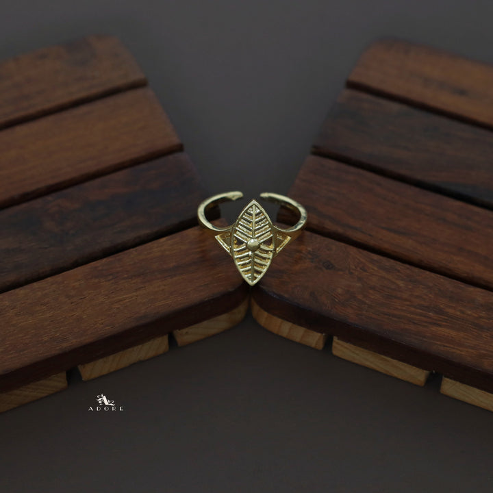 Golden Ellipse Leaf Ring