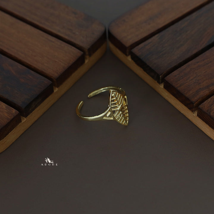 Golden Ellipse Leaf Ring
