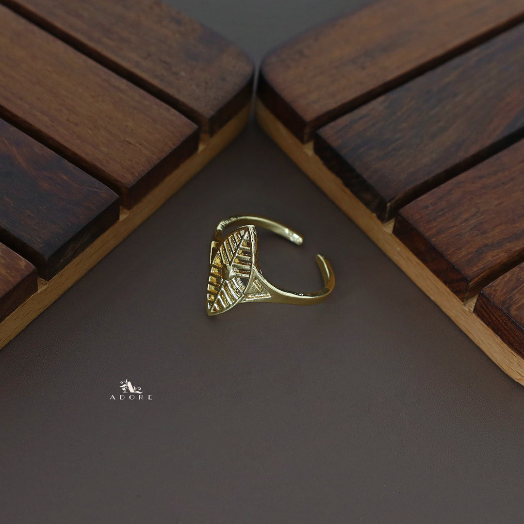 Golden Ellipse Leaf Ring