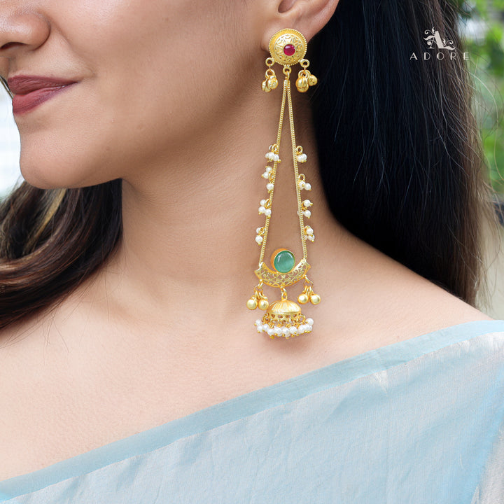 Baisakhi Ghunguroo Pearl Kashmiri Hanging Jhumka