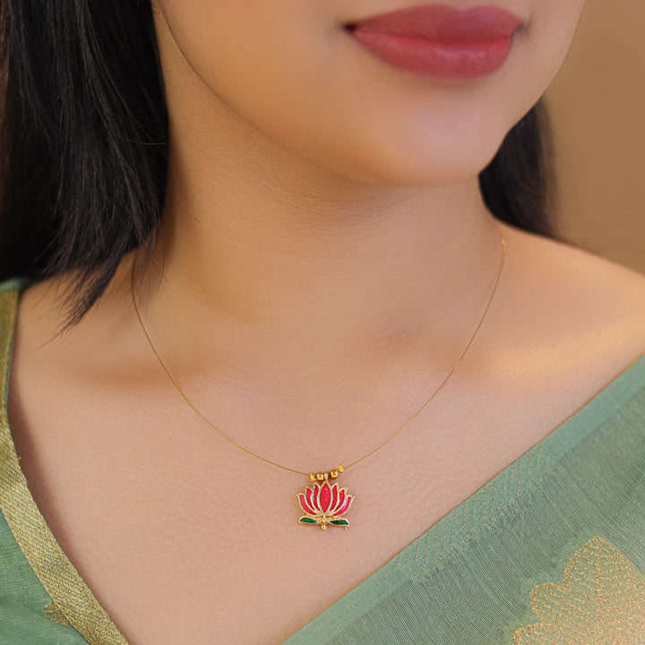 Advaita Enamel Lotus String Neckpiece