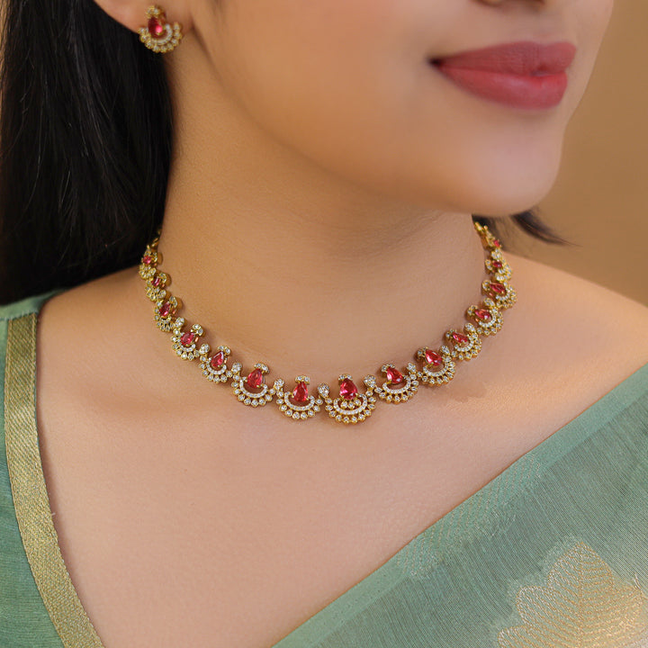 Dhanyasri AD Stone Neckpiece With Stud