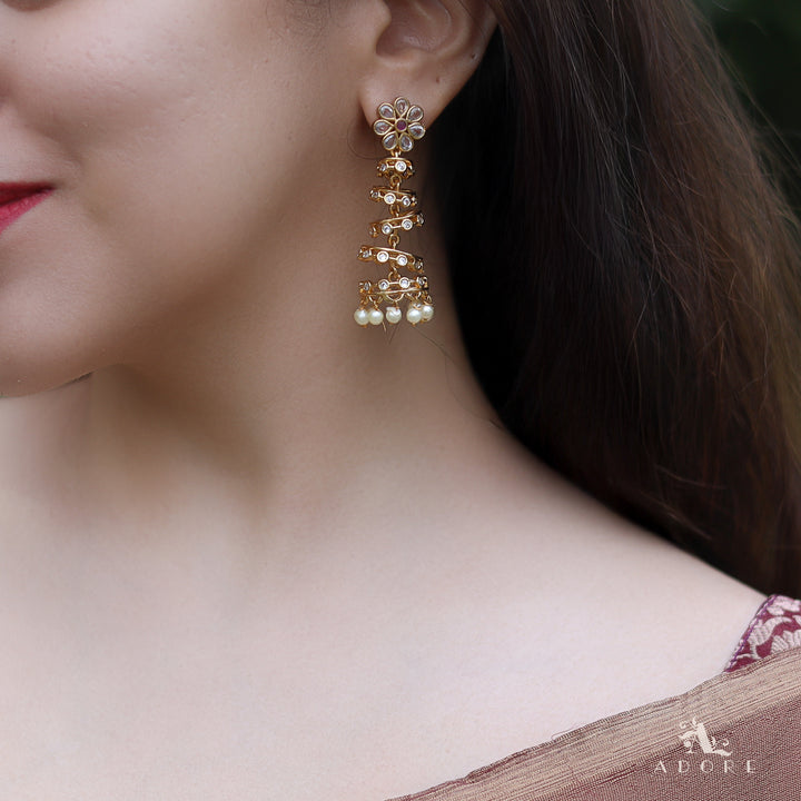Shivanya Golden 5 Layer Pearl Earring