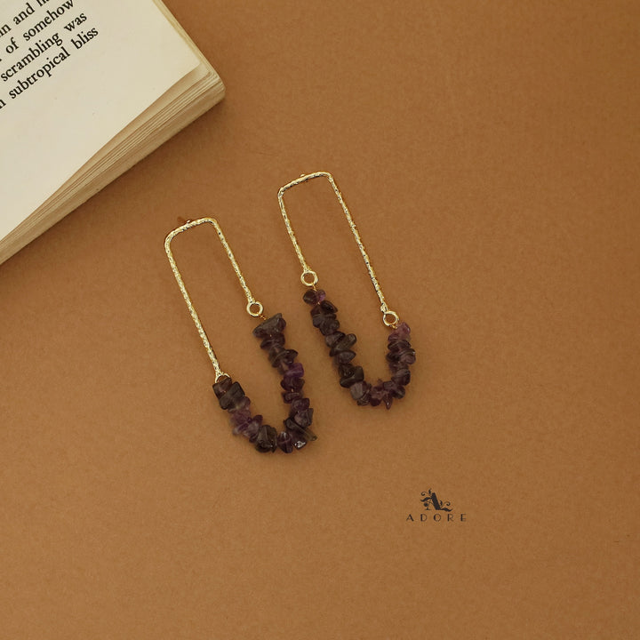 Tamsin Golden Textured Raw Stone Earring
