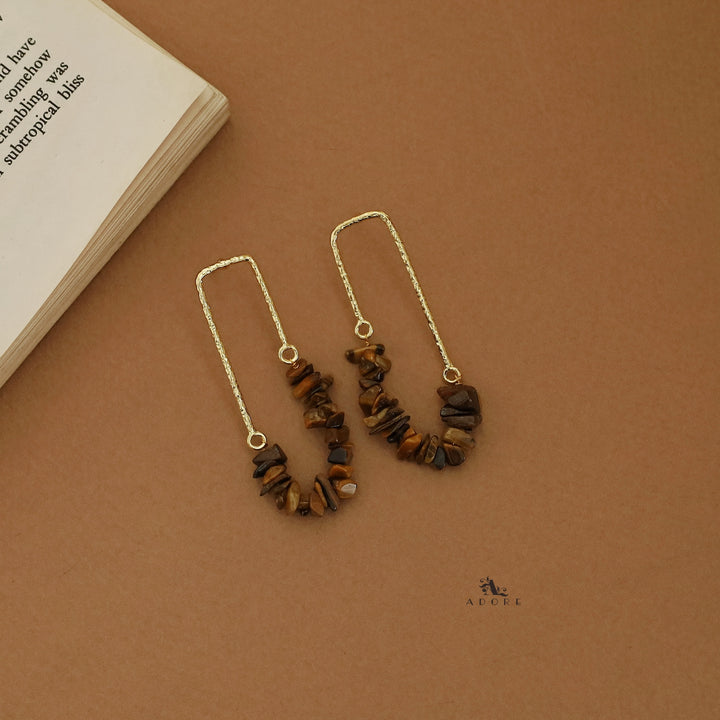 Tamsin Golden Textured Raw Stone Earring