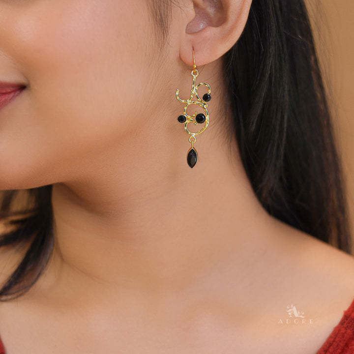 Golden Filigree Glossy Stone Drop