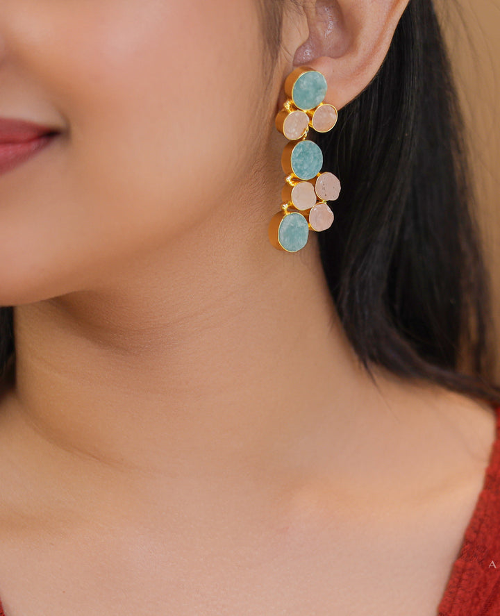 Amla Raw Stone Circle Earring