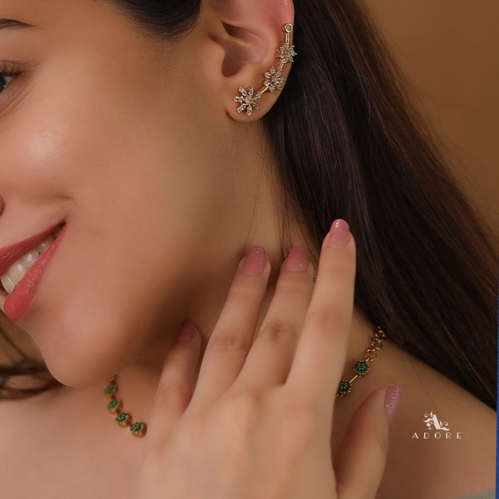 Himadri Golden Flower Ear-Cuff (Set of 2)
