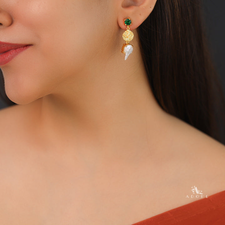 Kashvi Real Baroque Textured Circle + Glossy Earring