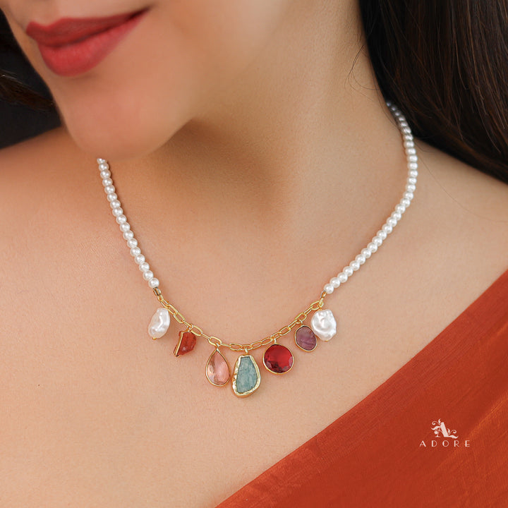 Lilianna Baroque + Raw Stone + Glossy Pearl Neckpiece