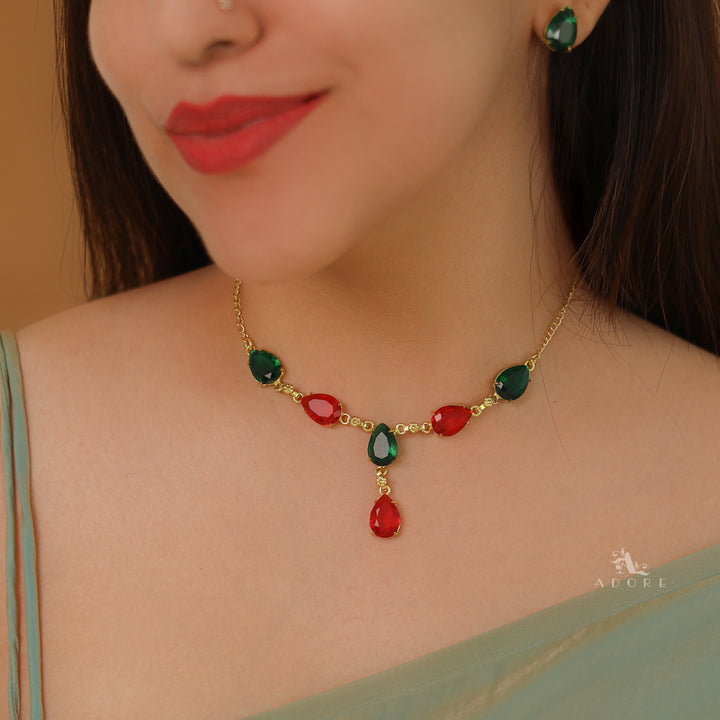 Adalia Glossy Stone Neckpiece with Stud
