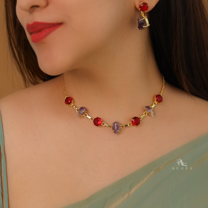 Raw Stone + Glossy Claw Neckpiece With Earring