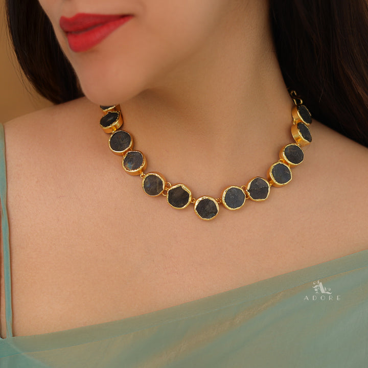 Esme Round Raw Stone Choker / Short Neckpiece