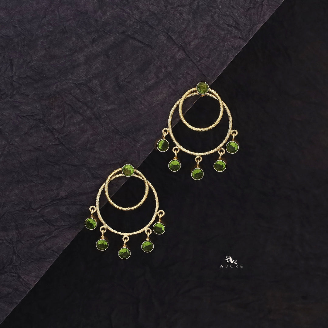 Gretel Dual Golden Hammered Round Glossy 2 in 1 Earring