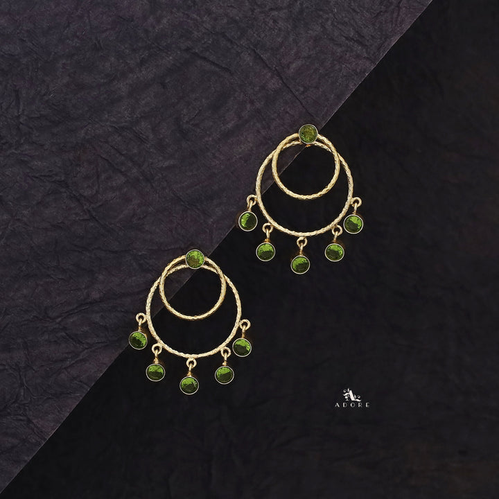 Gretel Dual Golden Hammered Round Glossy 2 in 1 Earring