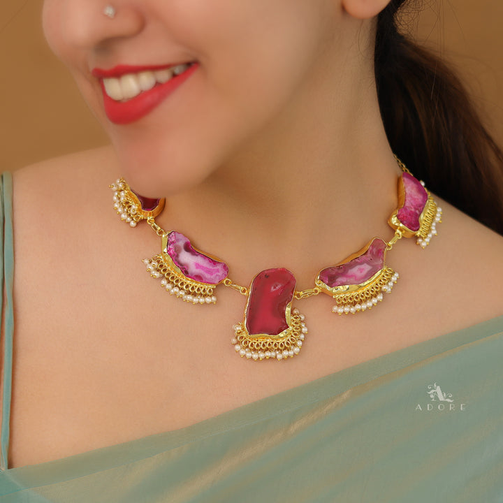 Aspeny Agate Pearl Neckpiece