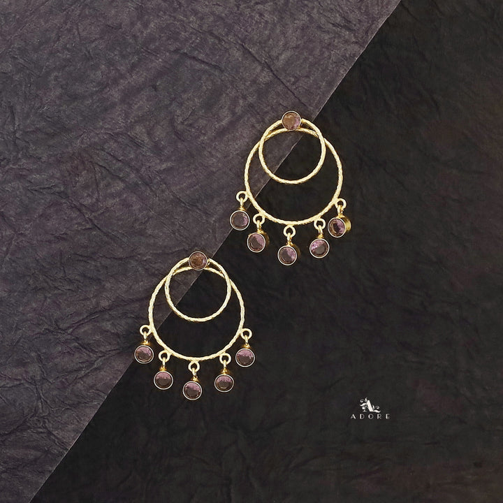 Gretel Dual Golden Hammered Round Glossy 2 in 1 Earring