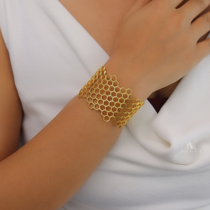 Golden Honey Comb Hand Cuff