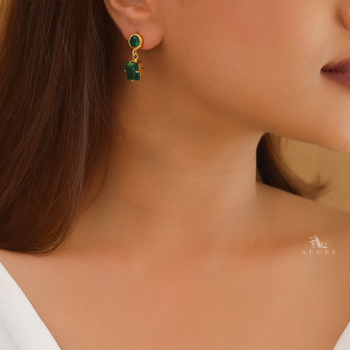 Lydia Glossy Circle Claw Rectangle Earring